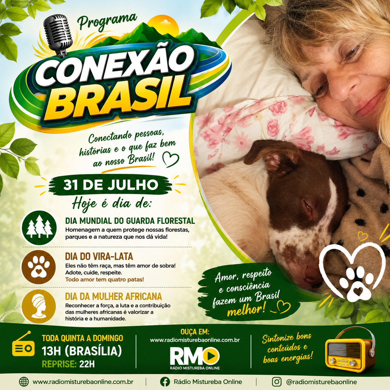 A 🌳 Dia Mundial do Guarda Florestal e 🐶 Dia do Vira-Lata PROGRAMA CONEXÃO BRASIL COM LÚ ROCHA 31 07 26